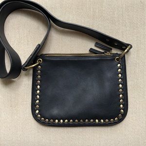Anthropologie black gold studded cross body bag